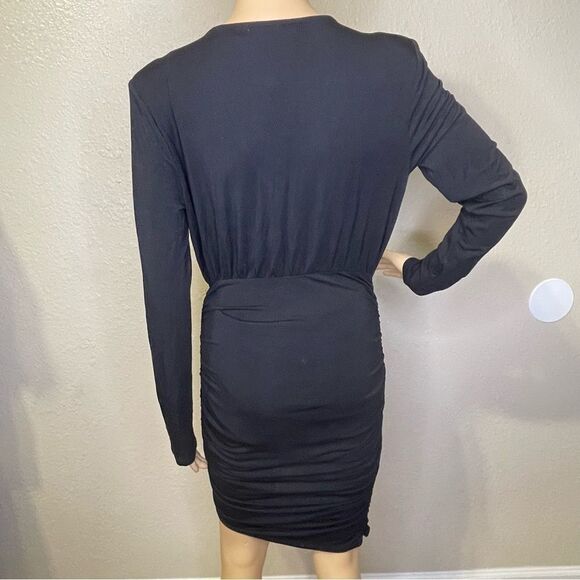NWT Express Olivia Culpo Bodycon Ruched Long Sleeve Mini Dress Black Size Small - Picture 5 of 11